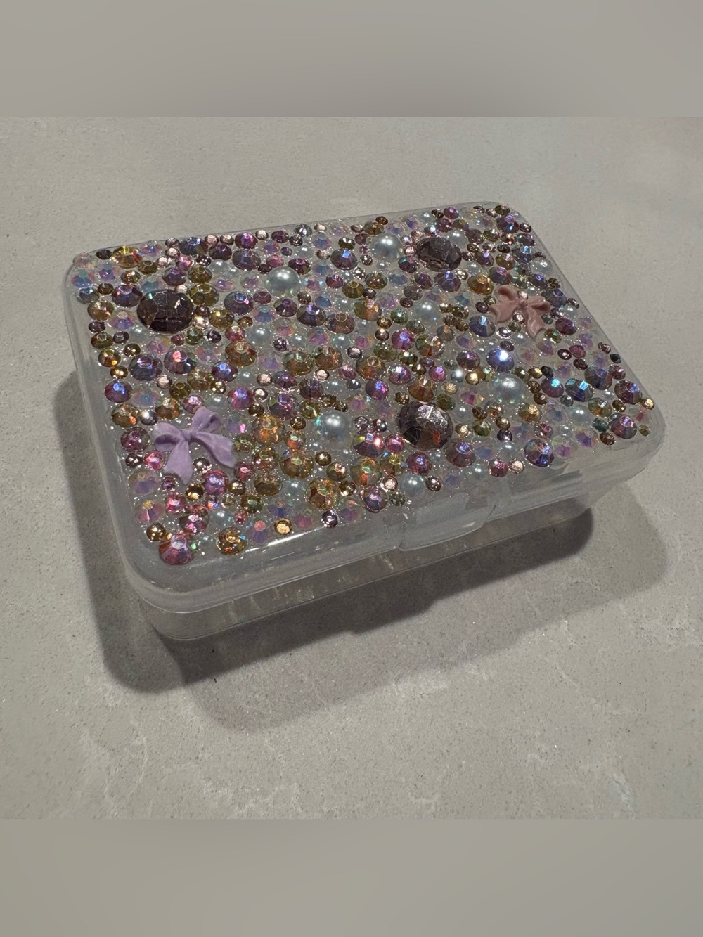 Clear Bling Rhinestone and Charms Trinket Box
